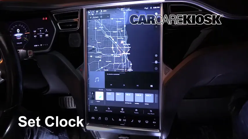 2014 Tesla S Electric Reloj Fijar hora de reloj